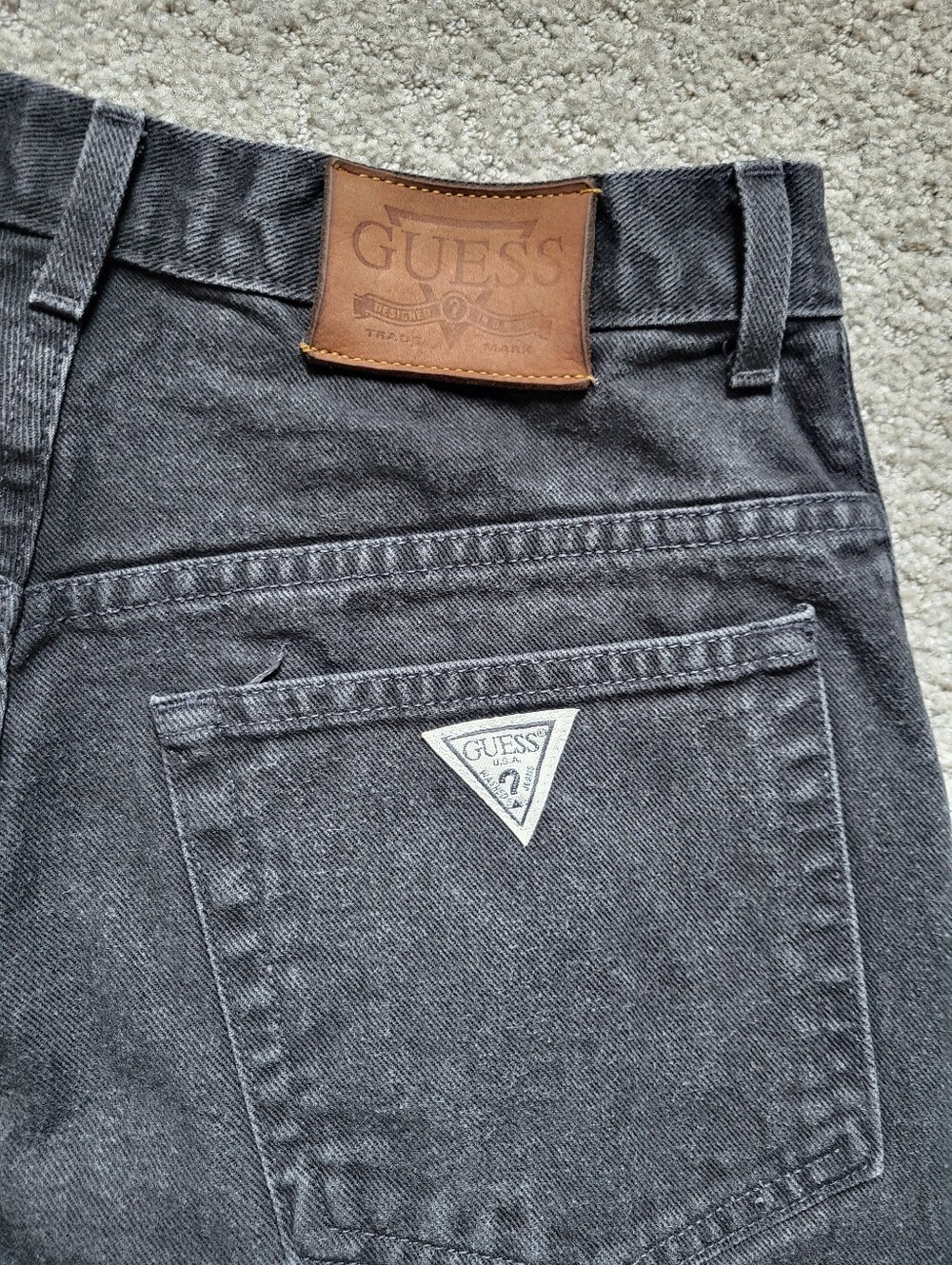 VTG 90s Guess Pascal Black High Waisted Mom Jeans Made in USA 31 x 32 - Picture 6 of 11